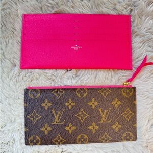 Louis Vuitton Pink and Brown Monogram Wallet Set